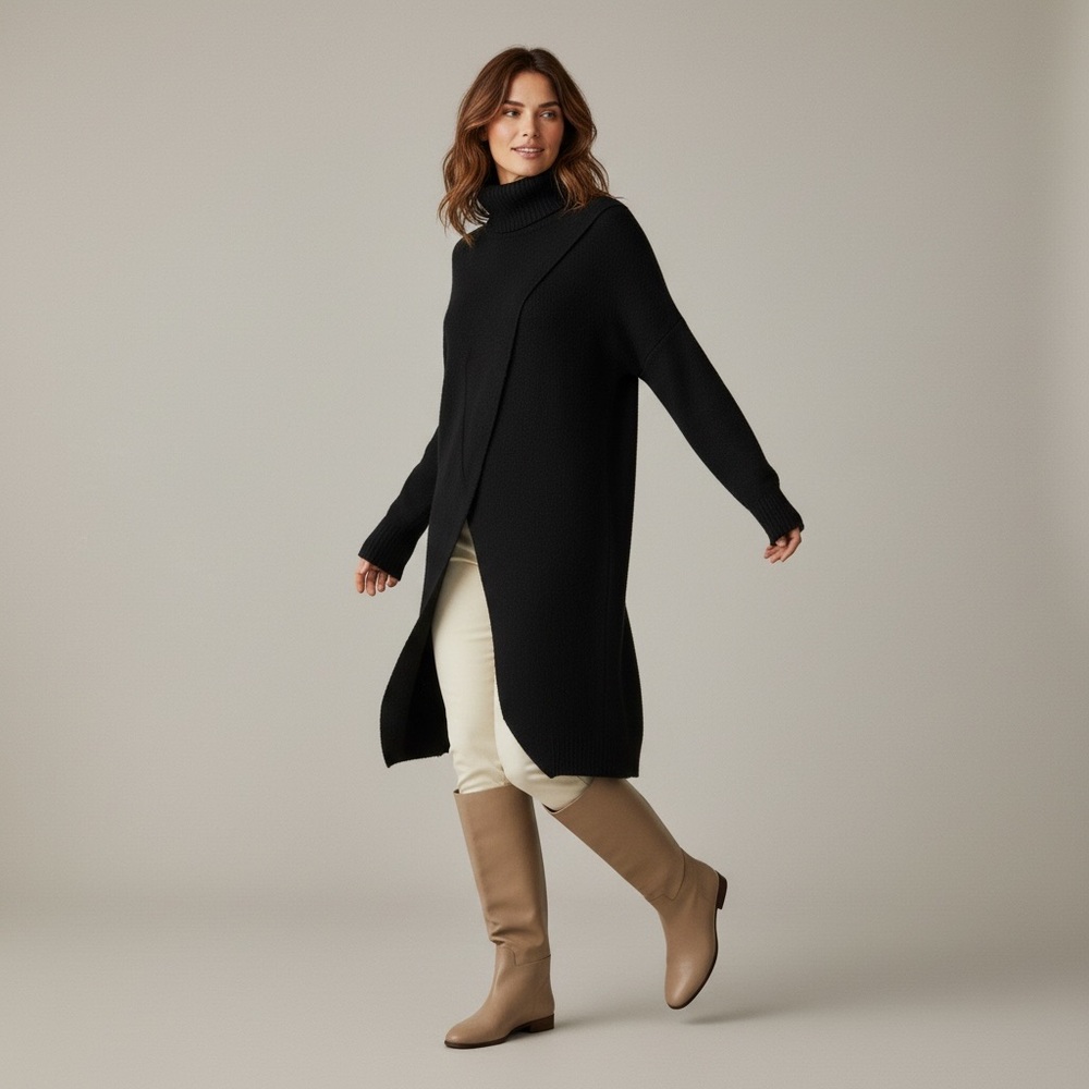 Black Turtleneck Sweater Dress - Picture 6 of 7